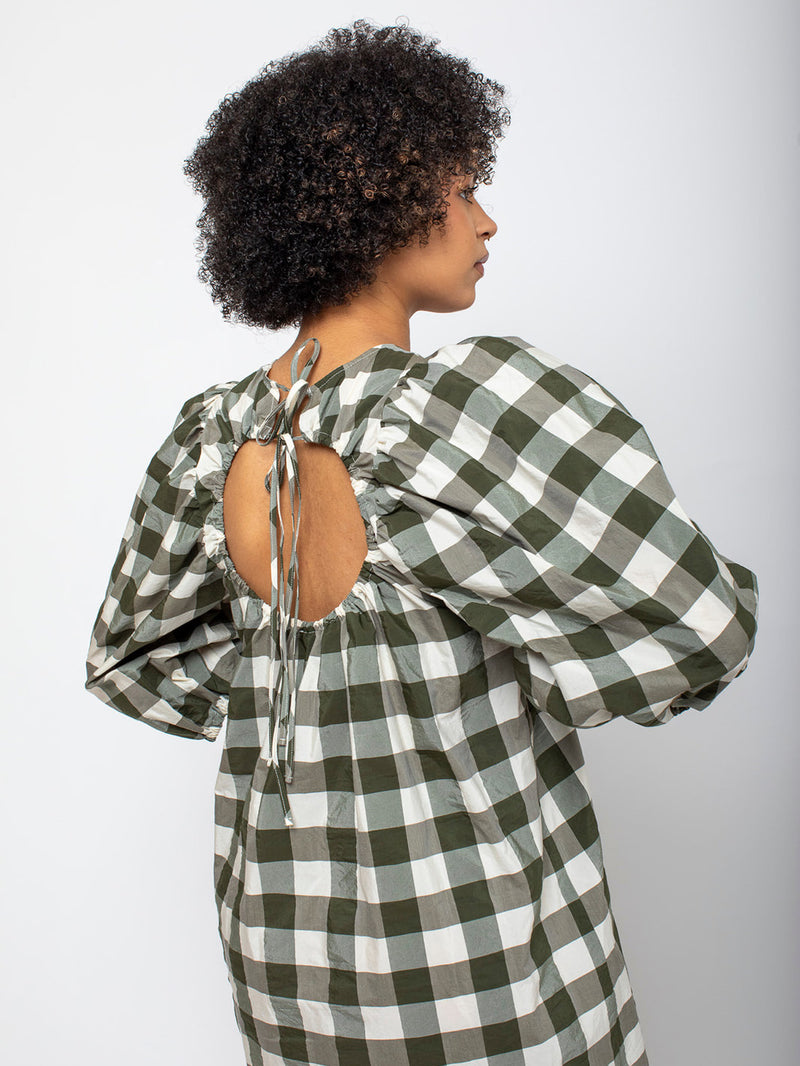 AVN - Oblo Dress - Military Green Check - Verdalina