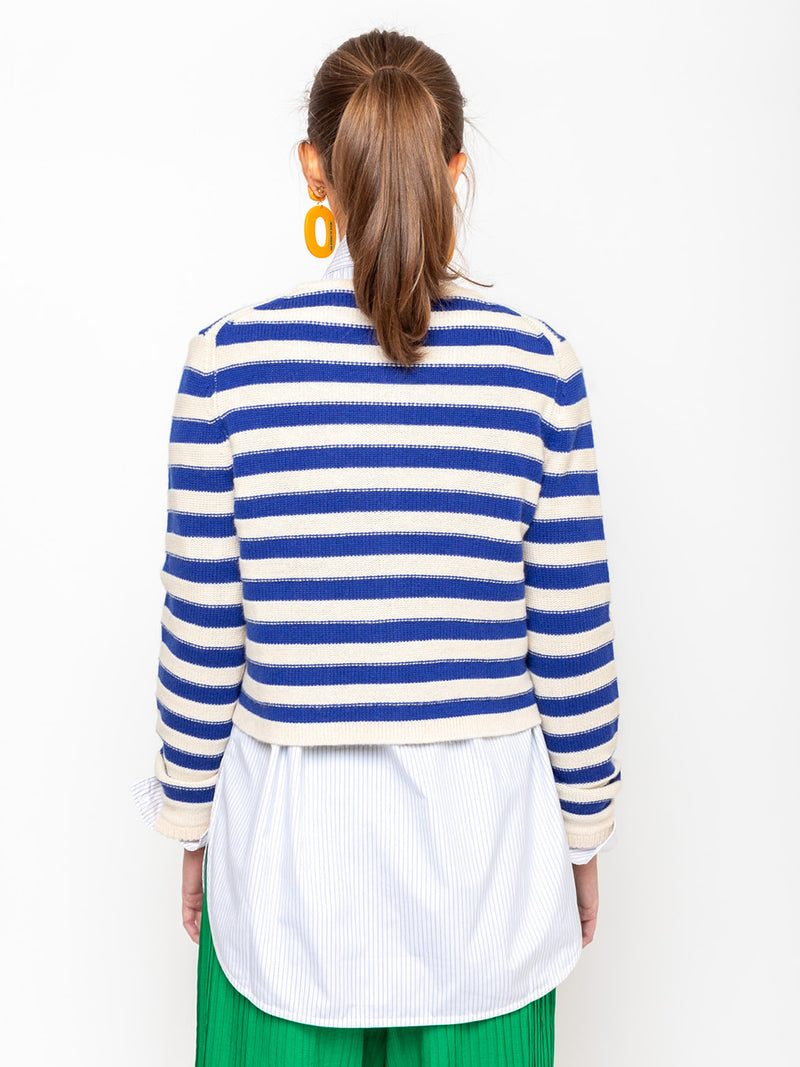 Allude - Stripe Cardigan - Oat/Night - Verdalina