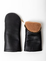 Aristide - Leather and Shearling Mittens with Zipper Top - Verdalina