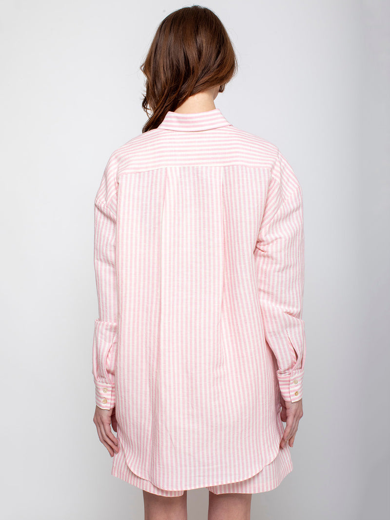 Caron Callahan - Francine Shirt - Pink Linen Stripe - Verdalina