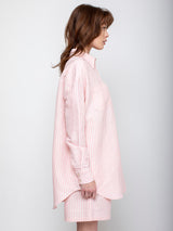 Caron Callahan - Francine Shirt - Pink Linen Stripe - Verdalina