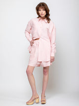 Caron Callahan - Olivia Shorts - Pink Linen Stripe - Verdalina