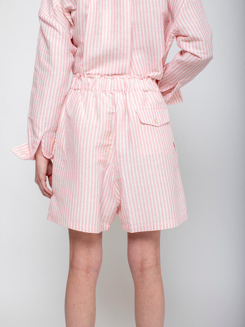 Caron Callahan - Olivia Shorts - Pink Linen Stripe - Verdalina