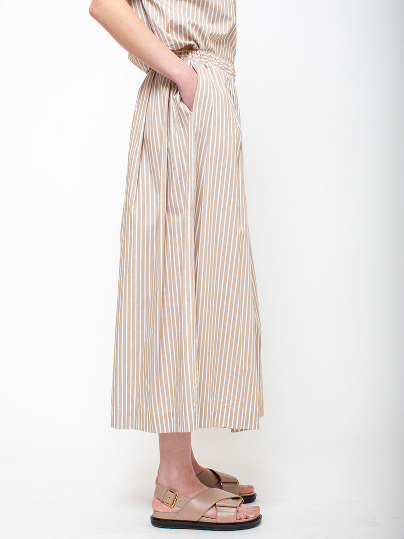 Juda Cropped Pants - Beige Stripes