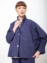 Raglan Sleeve Cotton Jacket - Navy