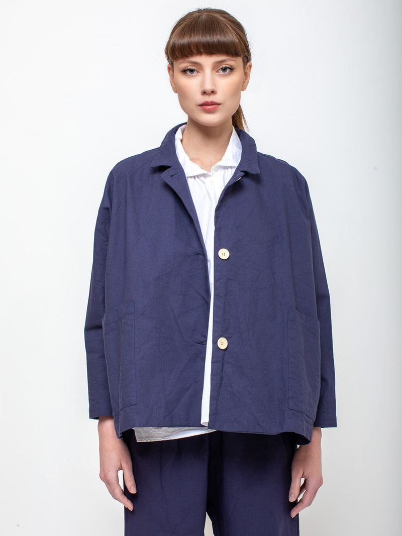 Gallego Desportes - Raglan Sleeve Cotton Jacket - Navy - Verdalina