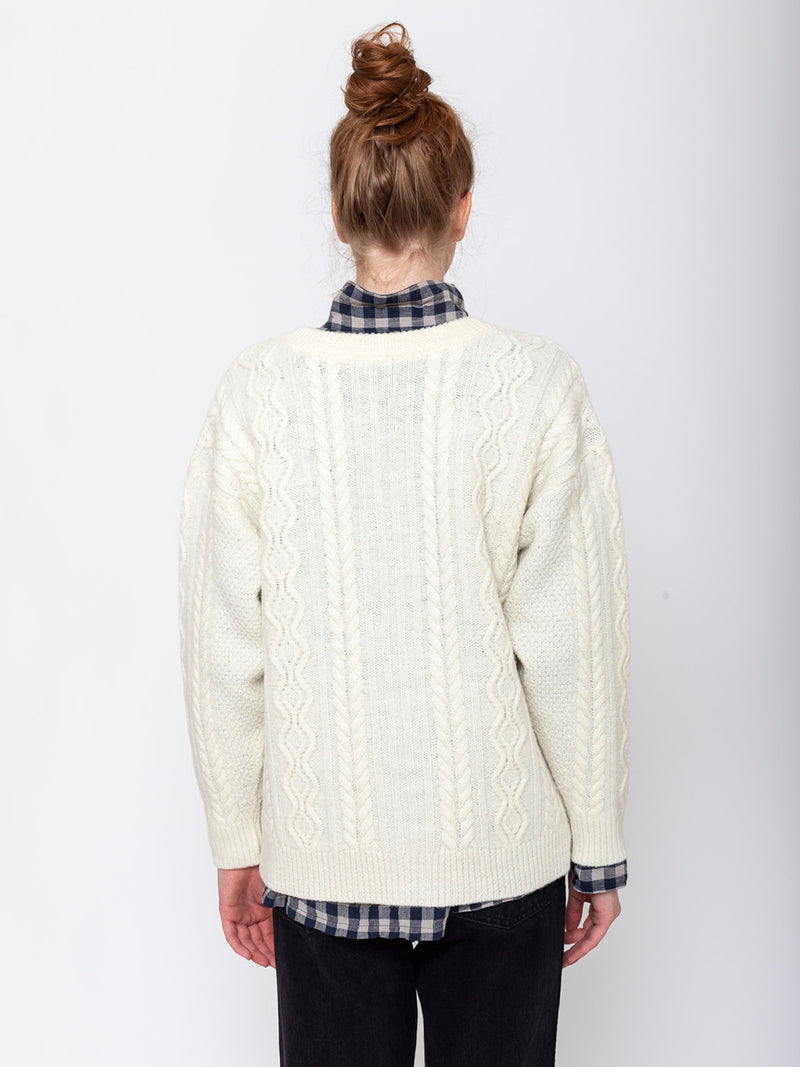 Ichi Antiquites - Two-Way Cable Cardigan - Natural - Verdalina