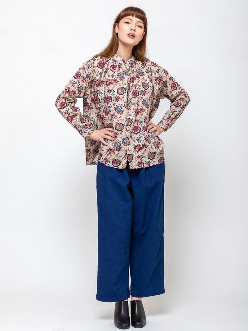 Ichi Antiquites - Linen Floral Shirt - Natural - Verdalina