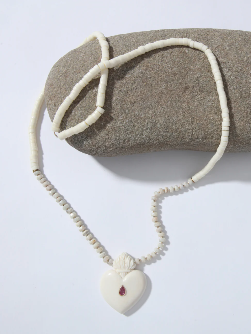 Iwona Ludyga Design - Sagrado Necklace - Bleeding Heart on Silverite - Verdalina