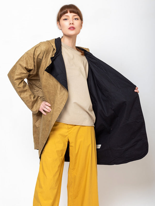 Kate Sheridan - Waxed Batwing Coat - Sand - Verdalina