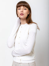 Lauren Manoogian - Super Fine Crewneck Cardigan - White - Verdalina