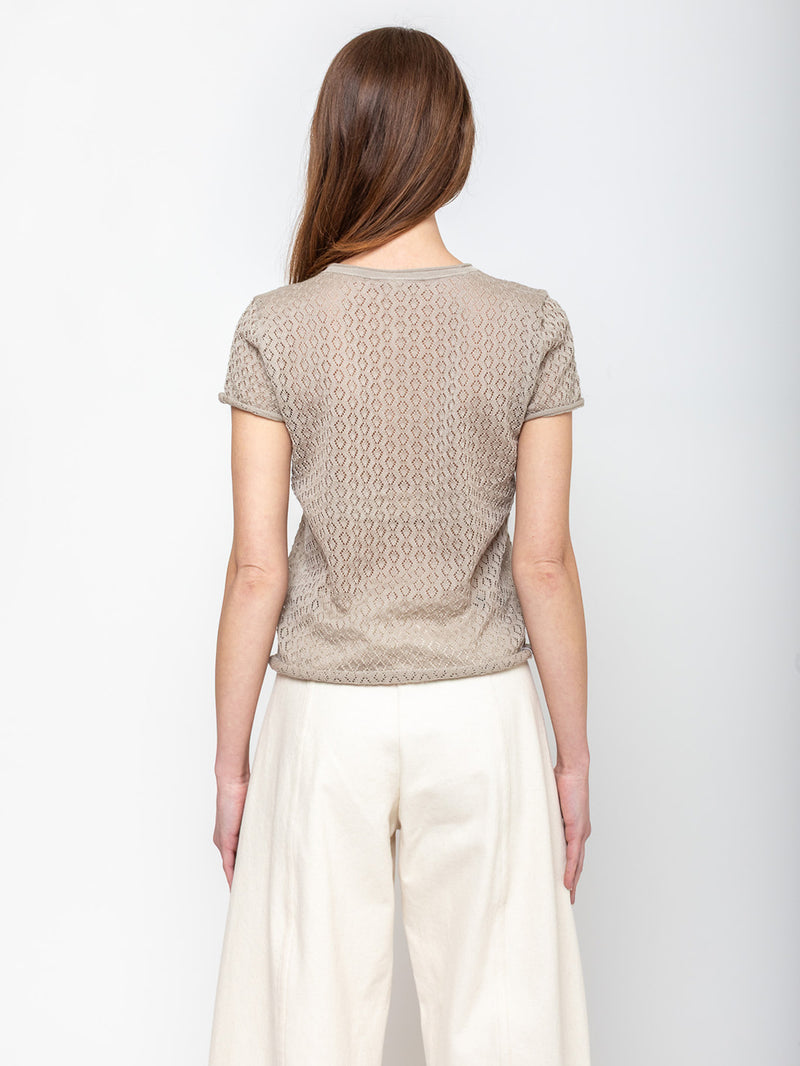 Lauren Manoogian - Pointelle Baby Tee - Clay - Verdalina