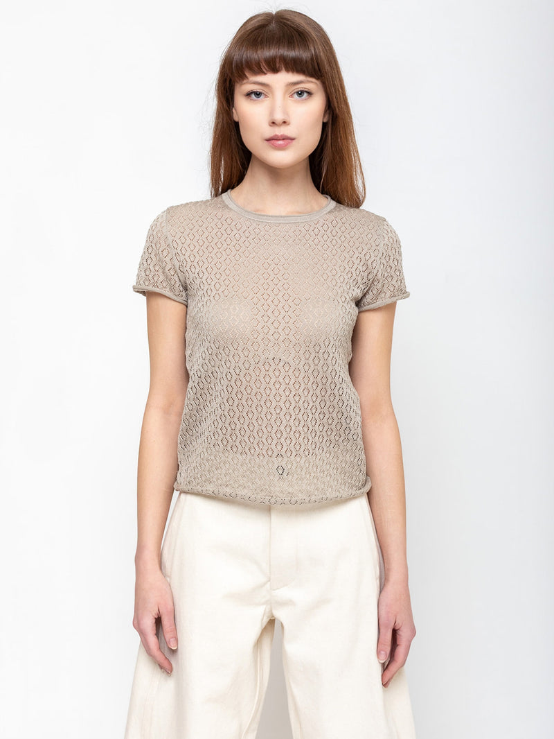 Lauren Manoogian - Pointelle Baby Tee - Clay - Verdalina