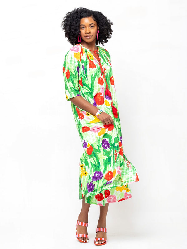 Mii Collections - Djellaba Dress - Flower Bed - Verdalina