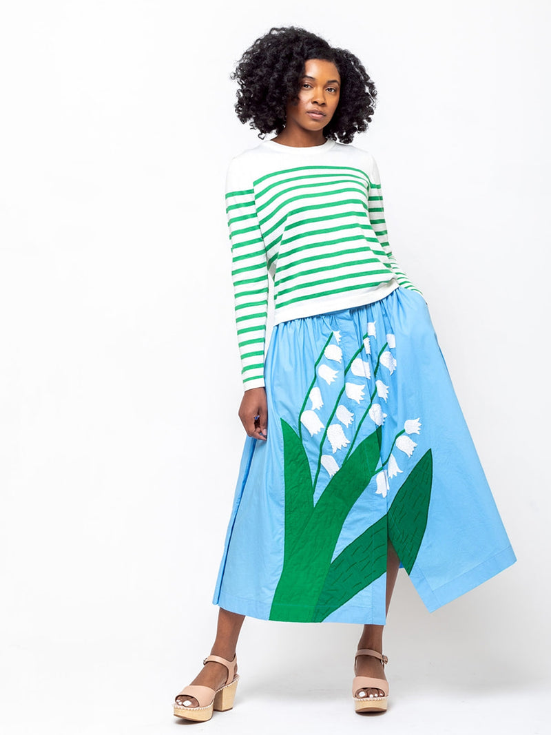 Mii Collections - Mona Embroidered Skirt - Sky Blue - Verdalina