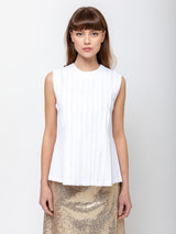 Odeeh - Cotton Pleated Top - White - Verdalina