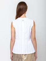 Odeeh - Cotton Pleated Top - White - Verdalina