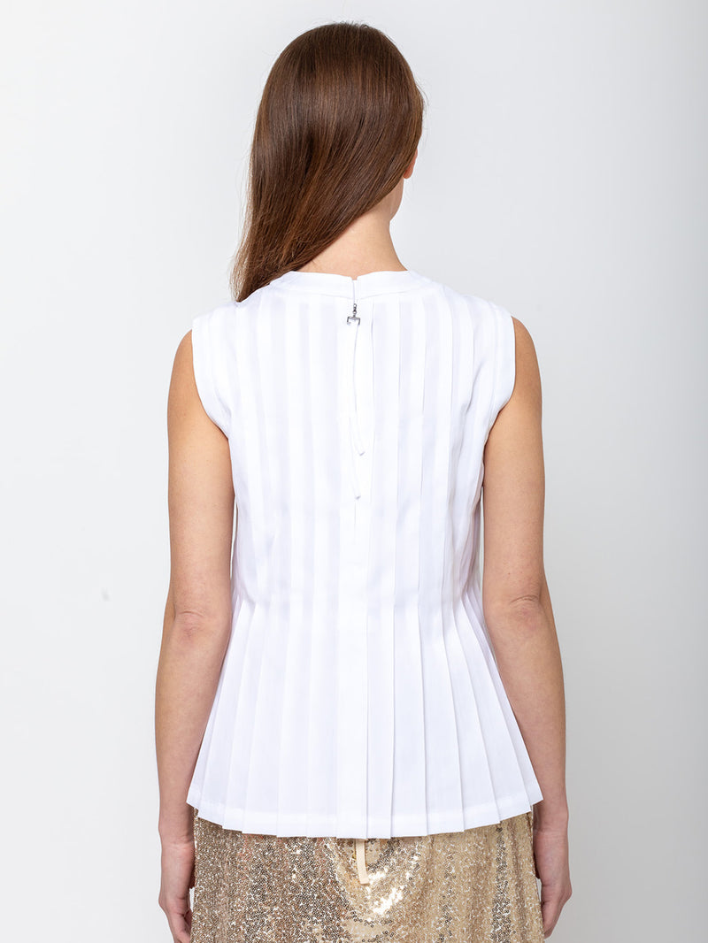 Odeeh - Cotton Pleated Top - White - Verdalina