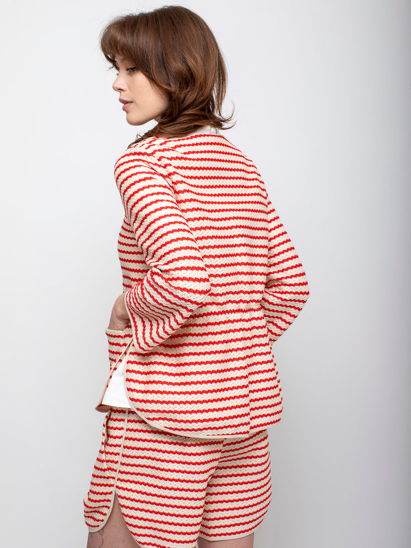 Odeeh - Knit Stripe Jacket - Poppy - Verdalina