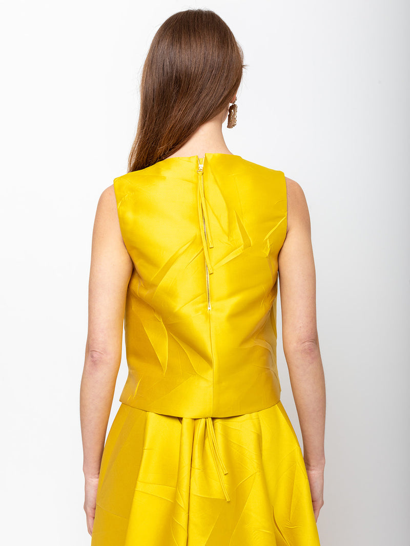 Odeeh - Macro Crinkle Silk Tank - Lemon - Verdalina