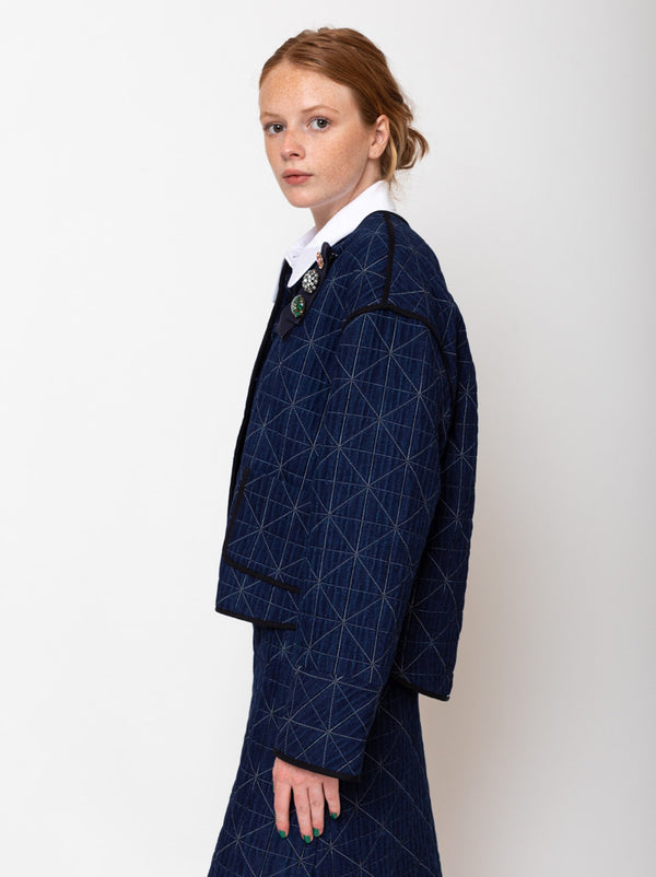 Odeeh - Quilted Denim Jacket - Indigo - Verdalina