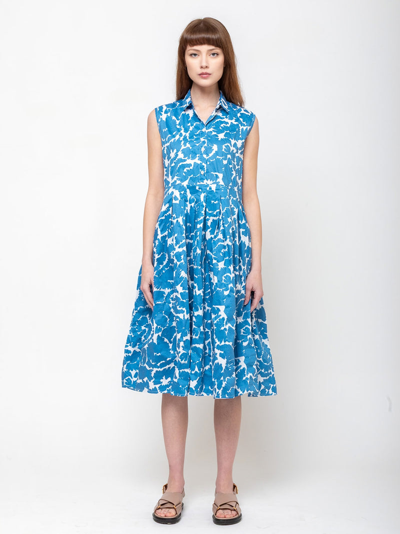 Aequamente - Cotton Flower Printed Dress - Verdalina