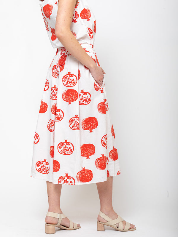 Aequamente - Pomegranate Block Print Skirt - Verdalina