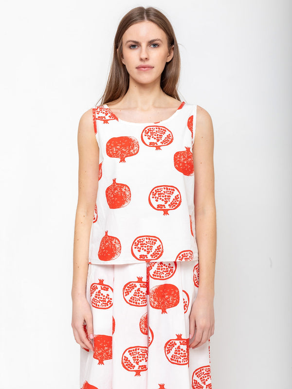 Aequamente - Pomegranate Block Print Top - Verdalina