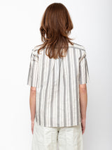 Aequamente - Stripe Short Sleeve Shirt - Black - Verdalina