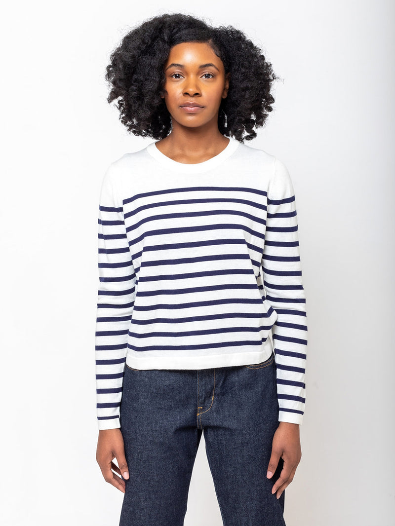 Allude - Round Neck Stripe Sweater - Verdalina