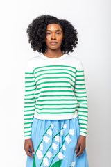 Allude - Round Neck Stripe Sweater - Verdalina