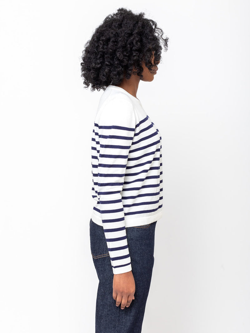 Allude - Round Neck Stripe Sweater - Verdalina