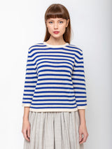 Allude - Stripe Round Neck Sweater - Oat/Night - Verdalina