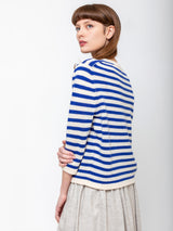 Allude - Stripe Round Neck Sweater - Oat/Night - Verdalina