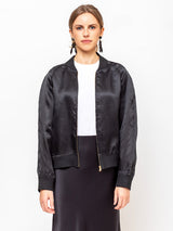 Aquarius Cocktail - Bette Organza Bomber Jacket - Black - Verdalina