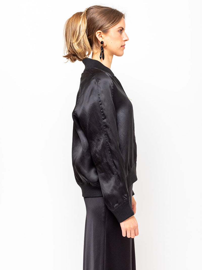 Aquarius Cocktail - Bette Organza Bomber Jacket - Black - Verdalina