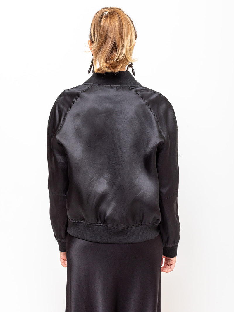 Aquarius Cocktail - Bette Organza Bomber Jacket - Black - Verdalina