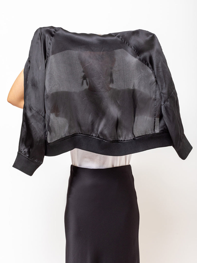 Aquarius Cocktail - Bette Organza Bomber Jacket - Black - Verdalina