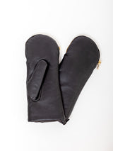 Aristide - Leather and Shearling Mittens with Zipper Top - Verdalina