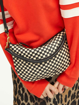 Clare V. - Petit Moyen Messenger - Black and Cream Woven Checker - Verdalina