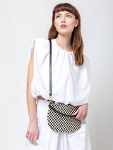 Clare V. - Petit Moyen Messenger - Black and Cream Woven Checker - Verdalina