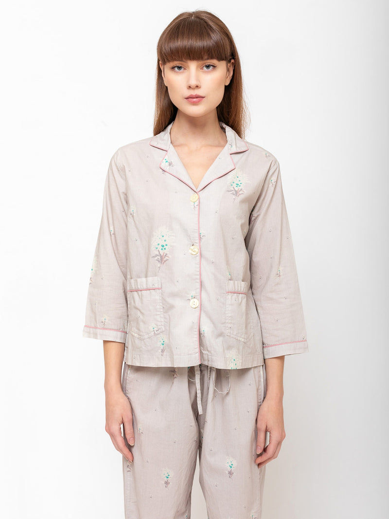 Domi Sleepwear - Organic Cotton Long Sleeve Pajamas - Alida Print - Verdalina