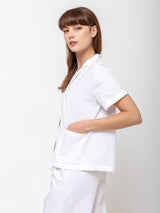 Domi Sleepwear - Organic Cotton Short Sleeve Pajamas - White - Verdalina