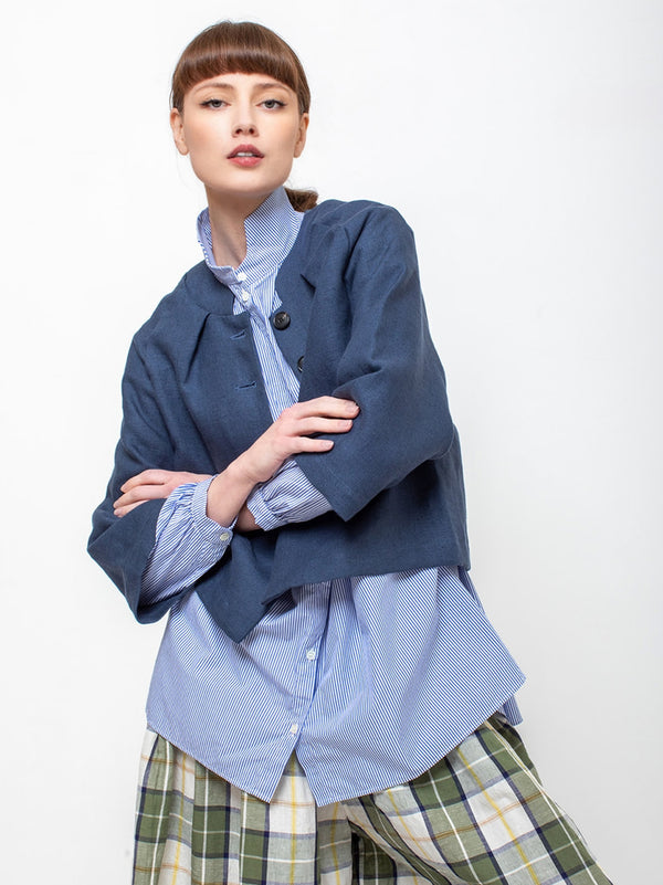 Juliet Cotton Canvas Jacket - Blue