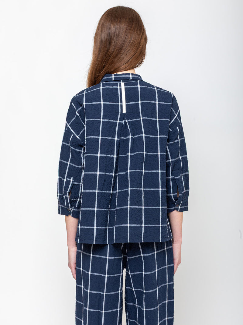 Hannoh Wessel - Savannah Crisp Check Shirt - Navy - Verdalina