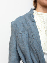 Hazel Brown - Belted Japanese Ghost Wool Jacket - Melange Blue - Verdalina