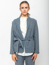 Hazel Brown - Belted Japanese Ghost Wool Jacket - Melange Blue - Verdalina