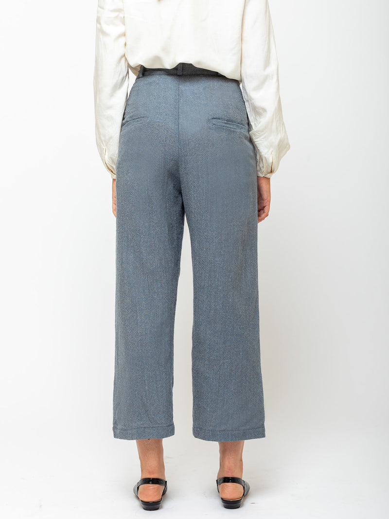 Hazel Brown - Japanese Ghost Wool Pants - Blue Melange - Verdalina