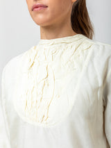 Hazel Brown - Tattered Yoke Blouse - White - Verdalina