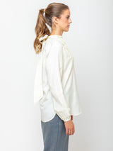 Hazel Brown - Tattered Yoke Blouse - White - Verdalina